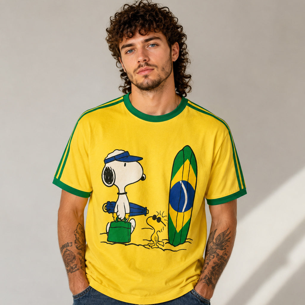 Unisex Brazil Surfing Yellow Global Soccer Graphic Shirt for Soccer Fans