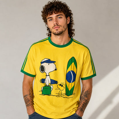 Unisex Brazil Surfing Yellow Global Soccer Graphic Shirt for Soccer Fans