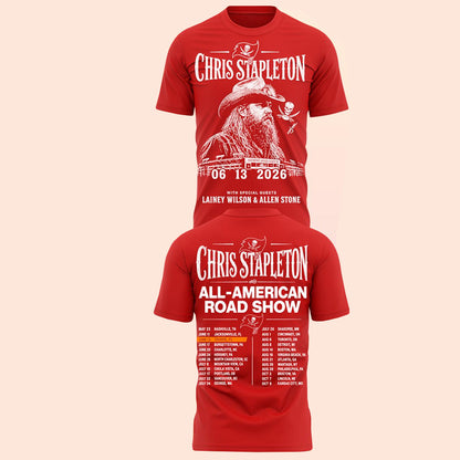 Unisex Tampa Bay Buccaneers x Chris Stapleton All-American Road Show Tour 2026 Graphic Shirt for Football Fans