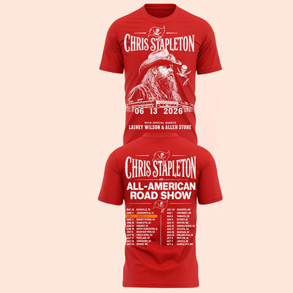 Unisex Tampa Bay Buccaneers x Chris Stapleton All-American Road Show Tour 2026 Graphic Shirt for Football Fans