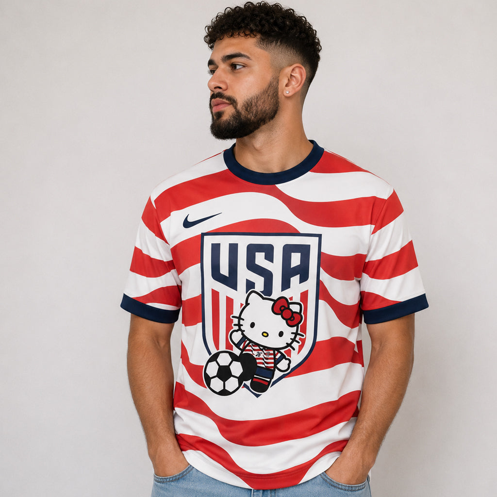 Unisex American Soccer Cute Character Night Graphic Shirt for Soccer Fans
