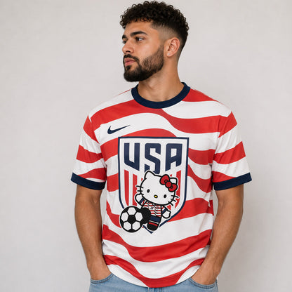 Unisex American Soccer Cute Character Night Graphic Shirt for Soccer Fans