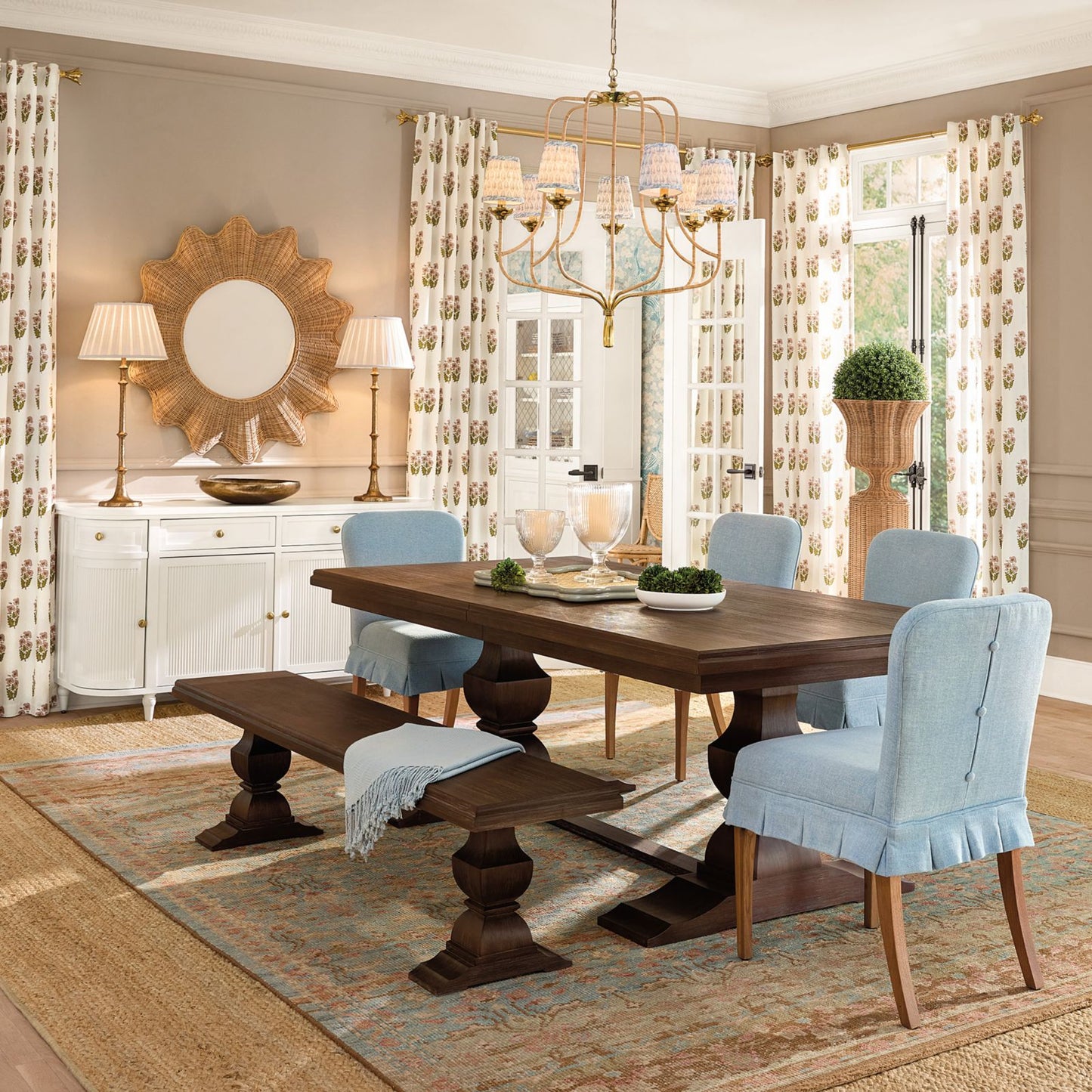 Scalloped Rattan Mirror