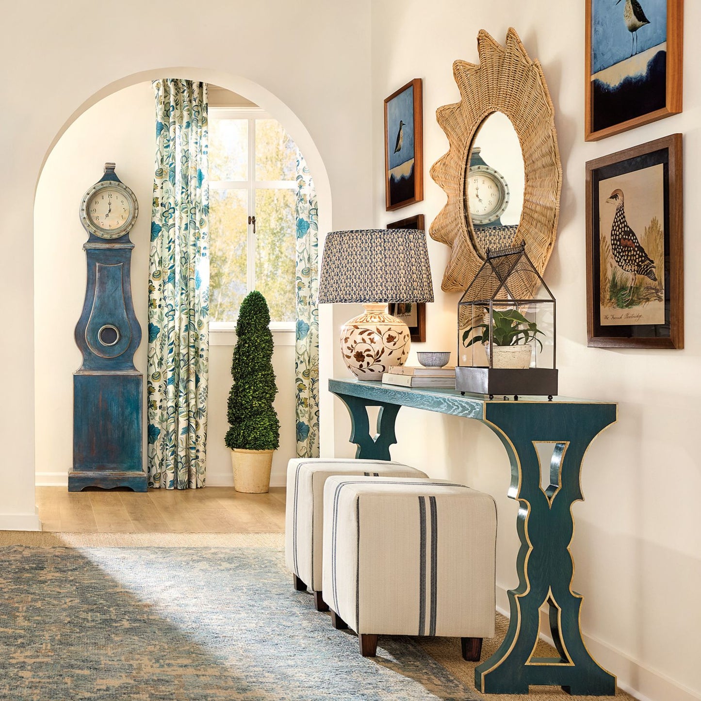 Scalloped Rattan Mirror
