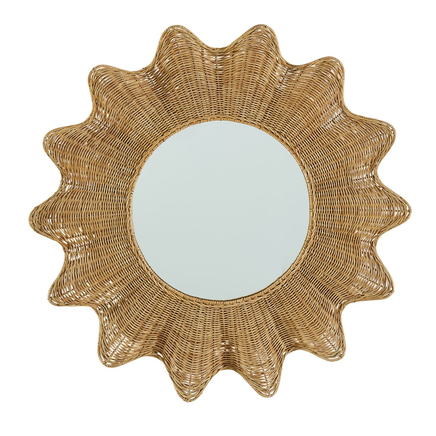 Scalloped Rattan Mirror