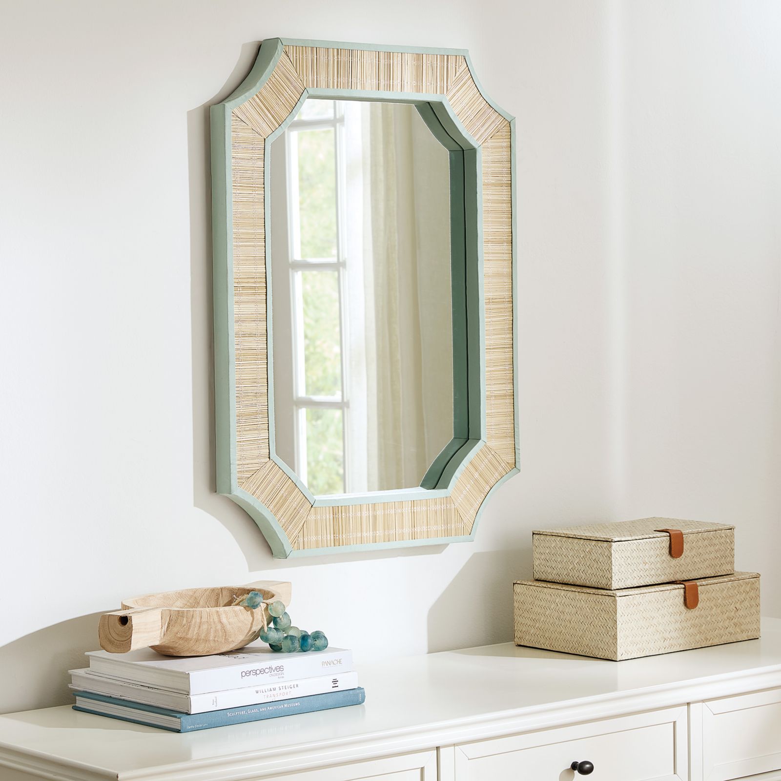 Clipped Corners Woven Mirror