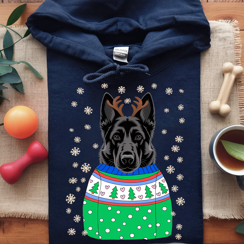 Black German Shepherd Christmas Hoodie – The Perfect Holiday Gift