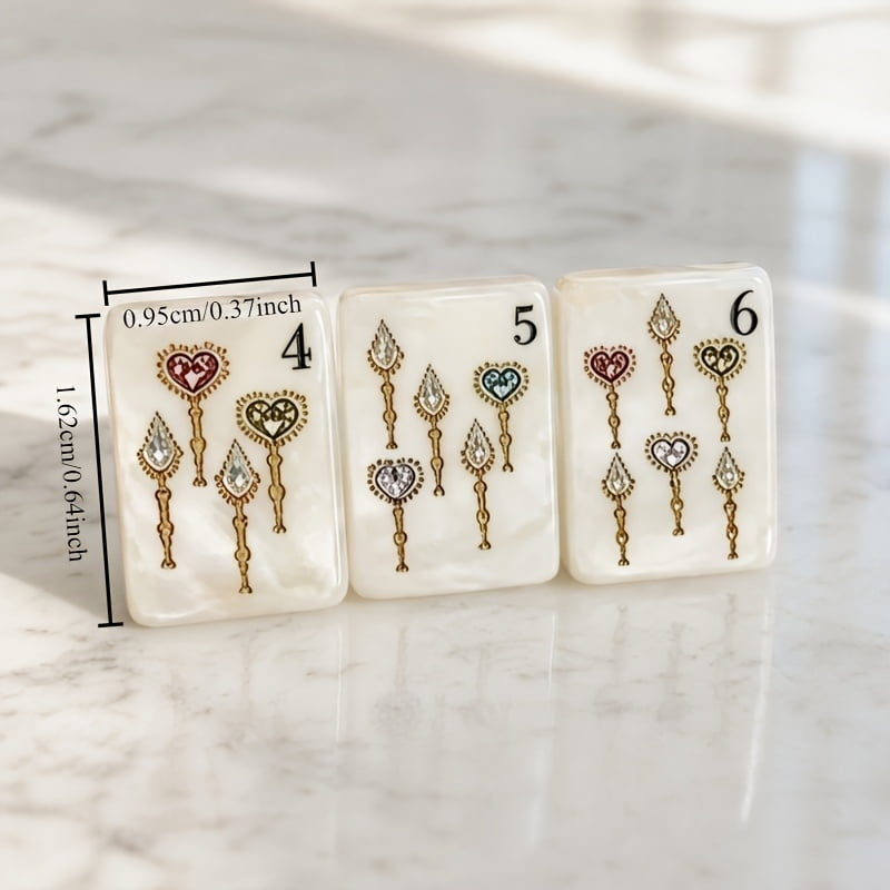 American Mahjong Tile Set Pearlescent Lion and Clover Design for Social Game Nights 160 Piece Acrylic Set
