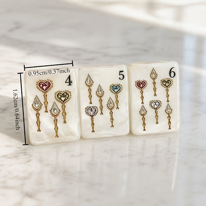 American Mahjong Tile Set Pearlescent Lion and Clover Design for Social Game Nights 160 Piece Acrylic Set