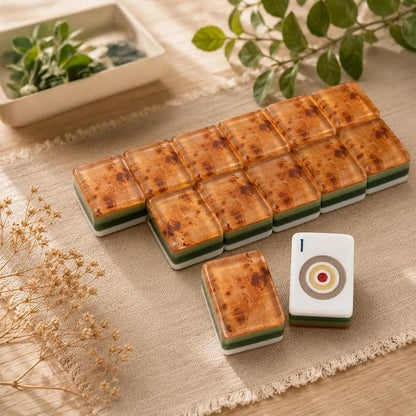 American Mahjong Tile Set Wood Grain Design for Family and Holiday Games 160 Piece Four Layer Acrylic Set