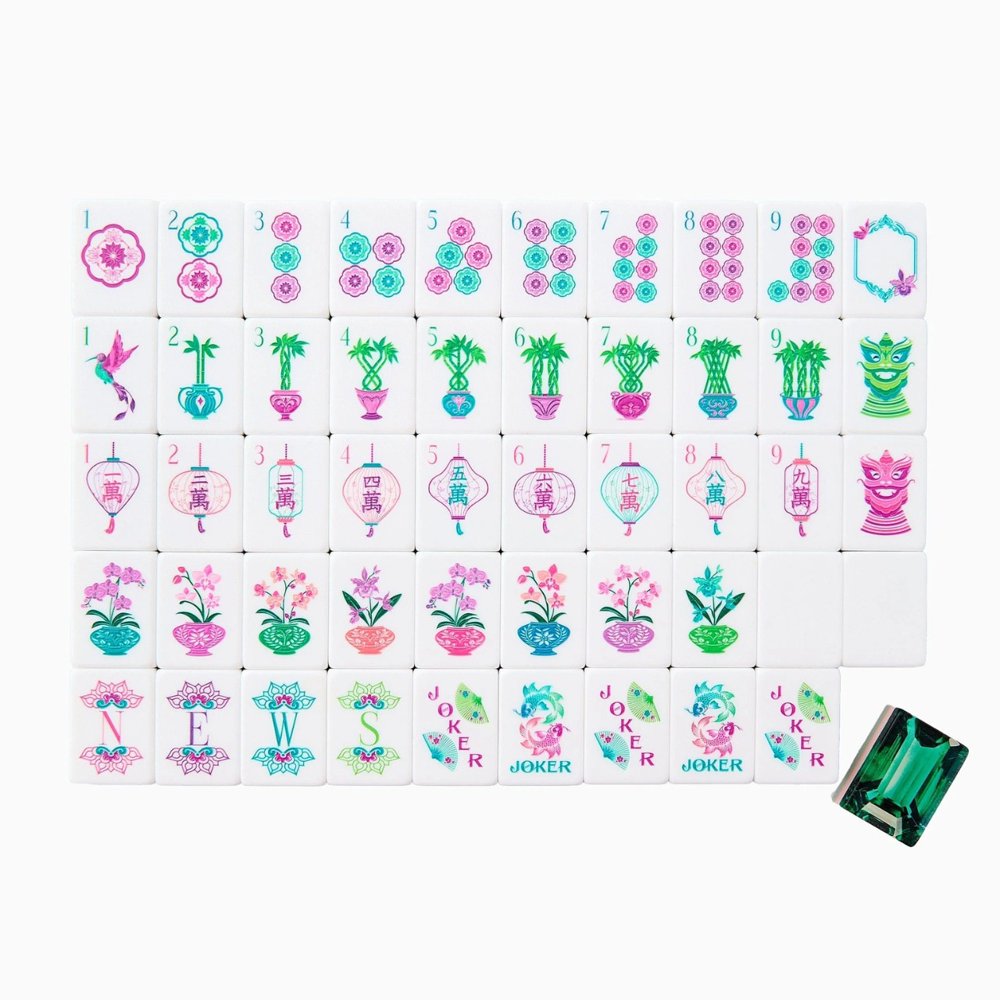 American Mahjong Tile Set Clear Engraved Four Layer Design for Home and Travel Games 160 Piece Acrylic Set with Storage Bag
