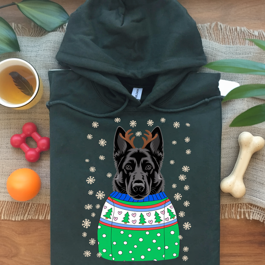 Black German Shepherd Christmas Hoodie – The Perfect Holiday Gift