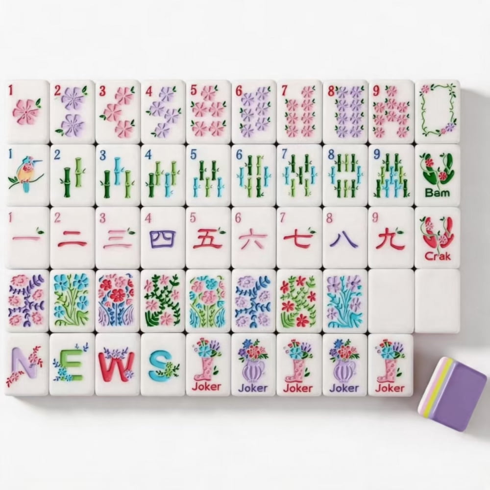 American Mahjong Tile Set Four Layer Design for Family Game Nights 160 Piece Acrylic Tabletop Set