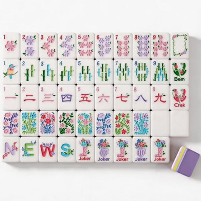 American Mahjong Tile Set Four Layer Design for Family Game Nights 160 Piece Acrylic Tabletop Set