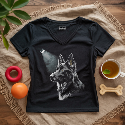 German Shepherd Silhouette Lady V-Neck