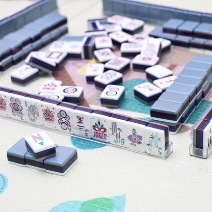 American Mahjong Tile Set Purple Layered Design for Family Game Nights 160 Piece Clear Engraved Acrylic Set with Carrying Bag
