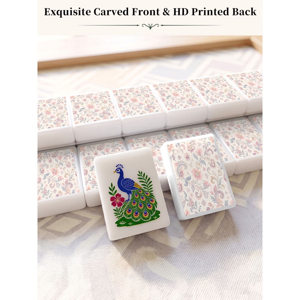 American Mahjong Game Set Pastel Moroccan Design for Club and Family Games 160 Piece Engraved Acrylic Set with Storage Bag and Dice
