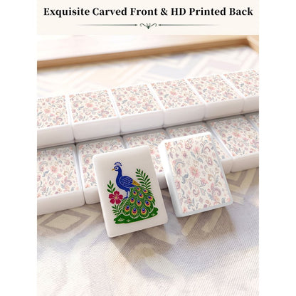 American Mahjong Game Set Pastel Moroccan Design for Club and Family Games 160 Piece Engraved Acrylic Set with Storage Bag and Dice