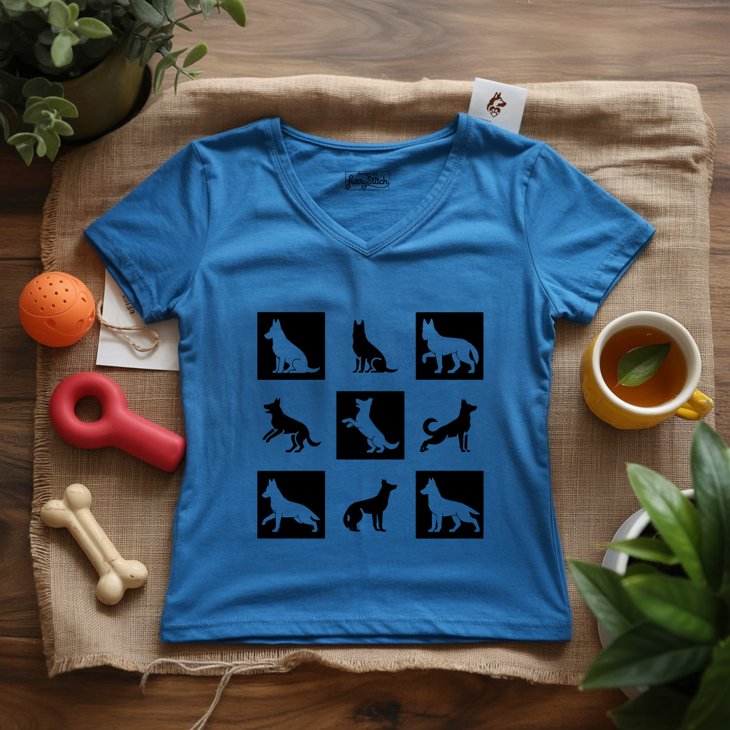 Shepherd Checkerboard Lady V-Neck