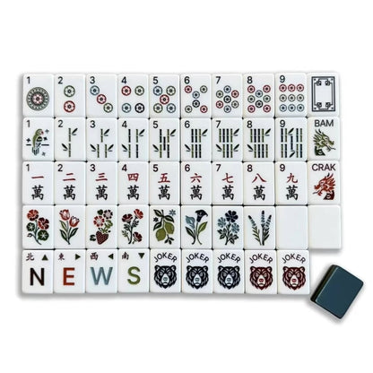 American Mahjong Tile Set Layered Stripe Design for Game Nights and Travel 160 Piece Four Layer Acrylic Set