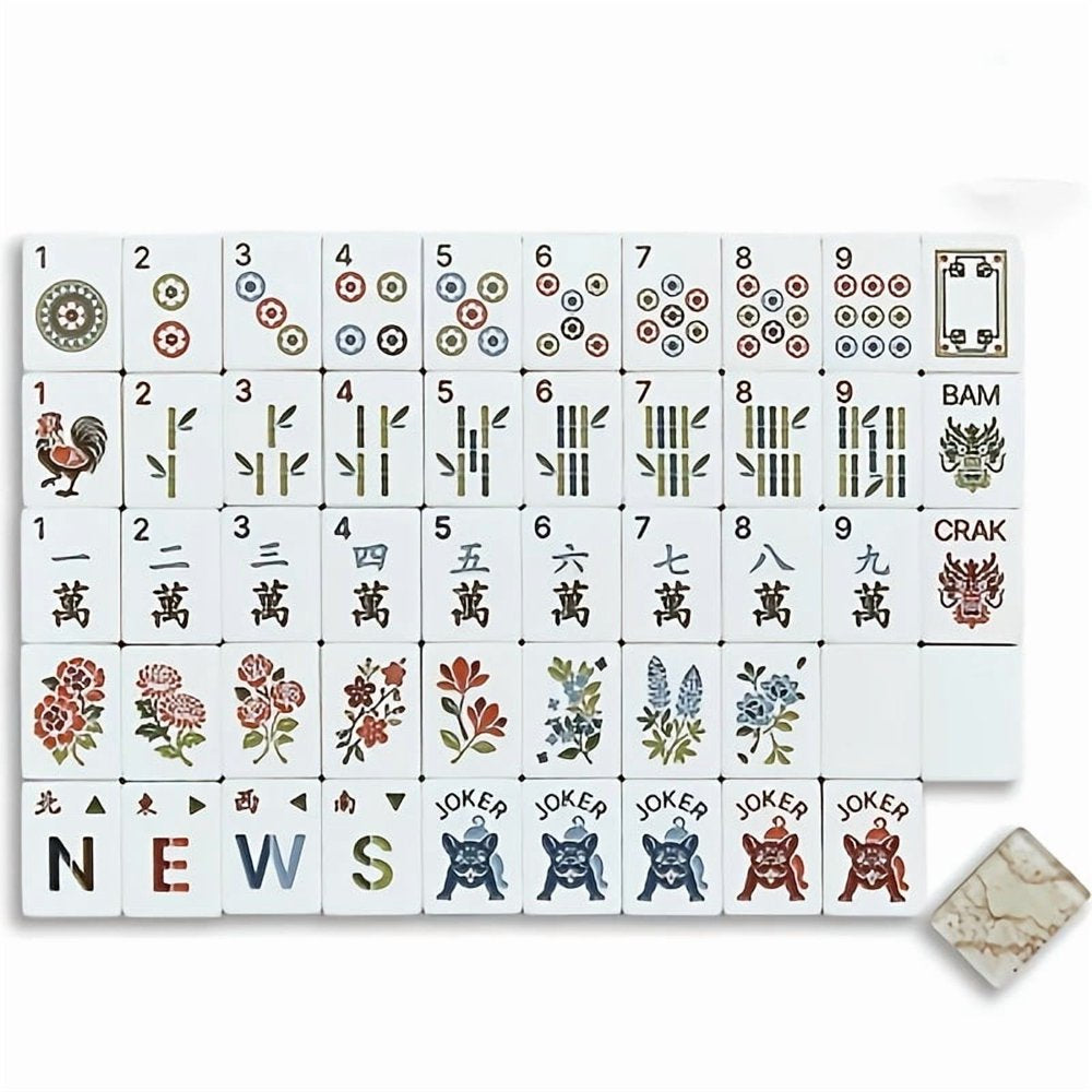 American Mahjong Tile Set Grey Marble Design for Family Game Nights 160 Piece Triple Layer Acrylic Set