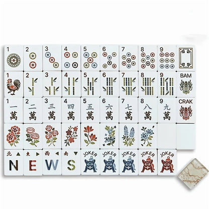 American Mahjong Tile Set Grey Marble Design for Family Game Nights 160 Piece Triple Layer Acrylic Set