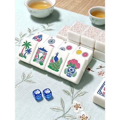 American Mahjong Game Set Pastel Moroccan Design for Club and Family Games 160 Piece Engraved Acrylic Set with Storage Bag and Dice