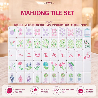 American Mahjong Tile Set Clear Engraved Layered Design for Home and Travel Games 160 Piece Mini Acrylic Set with Storage Bag