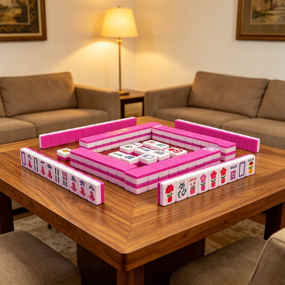 Floating American Mahjong Tile Set Colorful Pool Design for Summer Water Games 160 Piece EVA Foam Set with Dice