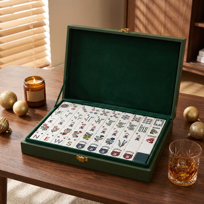 American Mahjong Game Set Dark Navy Vintage Design for Game Nights and Travel 160 Piece Four Layer Acrylic Set with Accessories