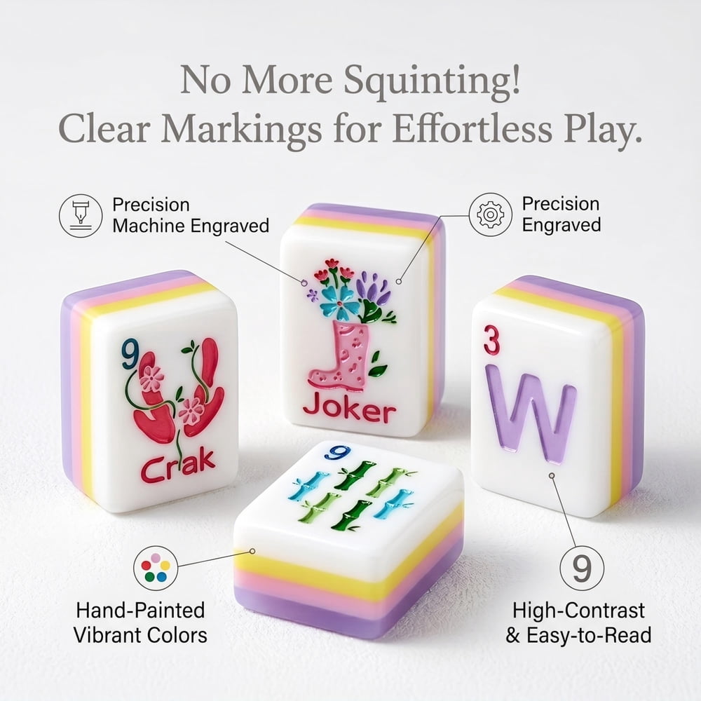 American Mahjong Tile Set Colorful Four Layer Design for Home and Travel Games 160 Piece Acrylic Set with Carrying Bag