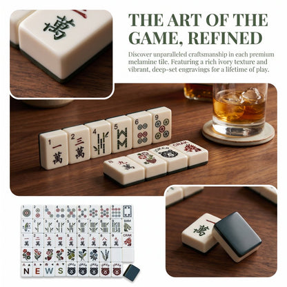 American Mahjong Game Set Dark Navy Vintage Design for Game Nights and Travel 160 Piece Four Layer Acrylic Set with Accessories