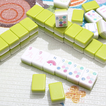 American Mahjong Tile Set Green Casual Design for Home and Travel Games 160 Piece Acrylic Tiles