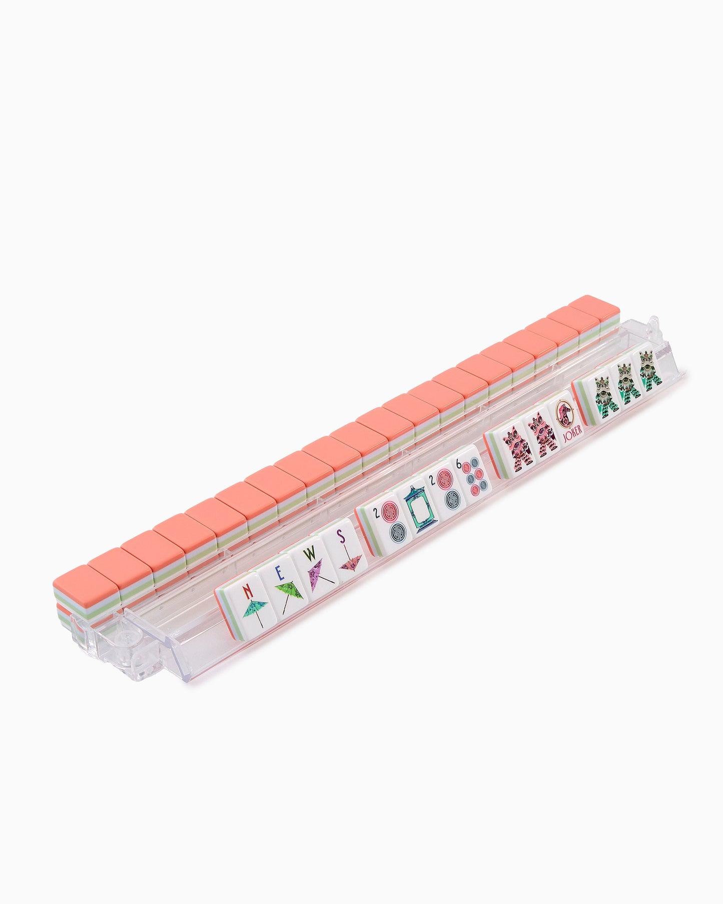 American Mahjong Tile Set Coral Blue and Green Sunlit Design for Game Nights 160 Piece Acrylic Set