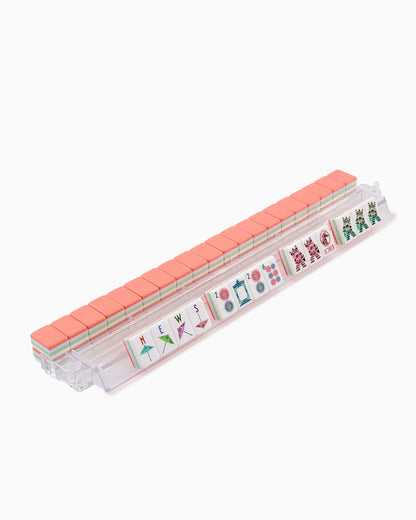 American Mahjong Tile Set Coral Blue and Green Sunlit Design for Game Nights 160 Piece Acrylic Set