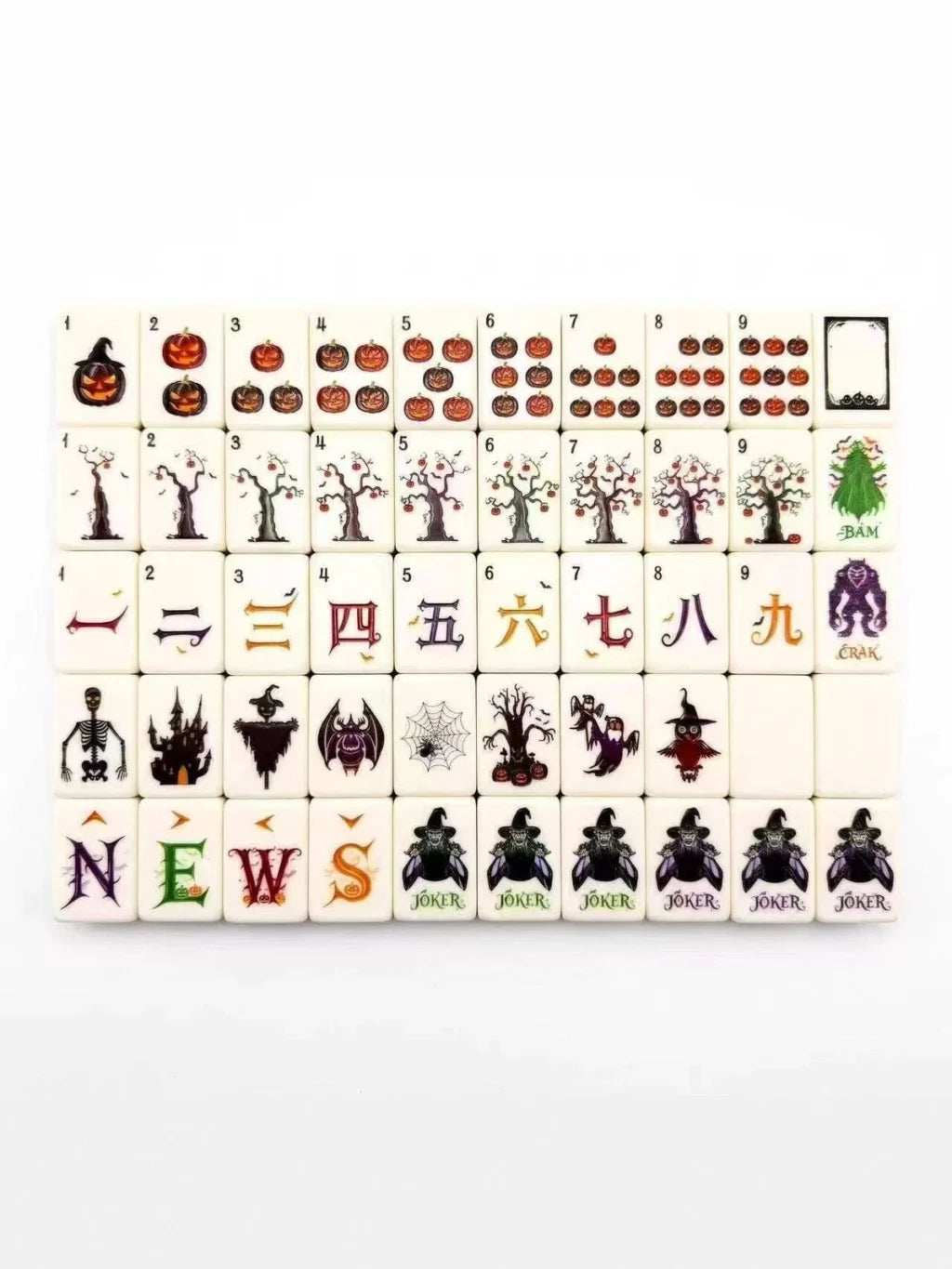 American Mahjong Tile Set Halloween Theme for Game Nights 160 Piece Acrylic Set