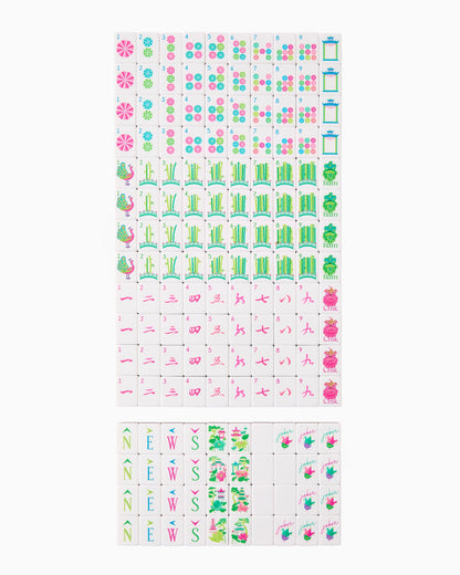 American Mahjong Tile Set Hot Pink Teal and Tortoiseshell Inspired Design for Game Nights 160 Piece Acrylic Set