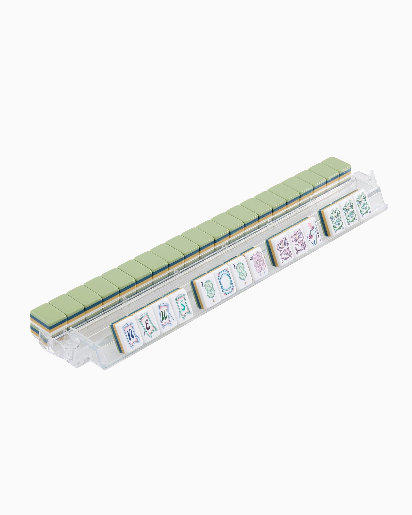 American Mahjong Tile Set Muted Green Blue and Gold Nature Design for Game Nights 160 Piece Acrylic Set