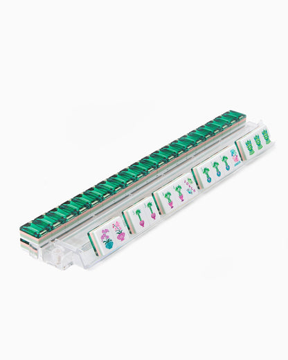 American Mahjong Tile Set Deep Green Gemstone Inspired Design for Game Nights 160 Piece Flat Acrylic Set