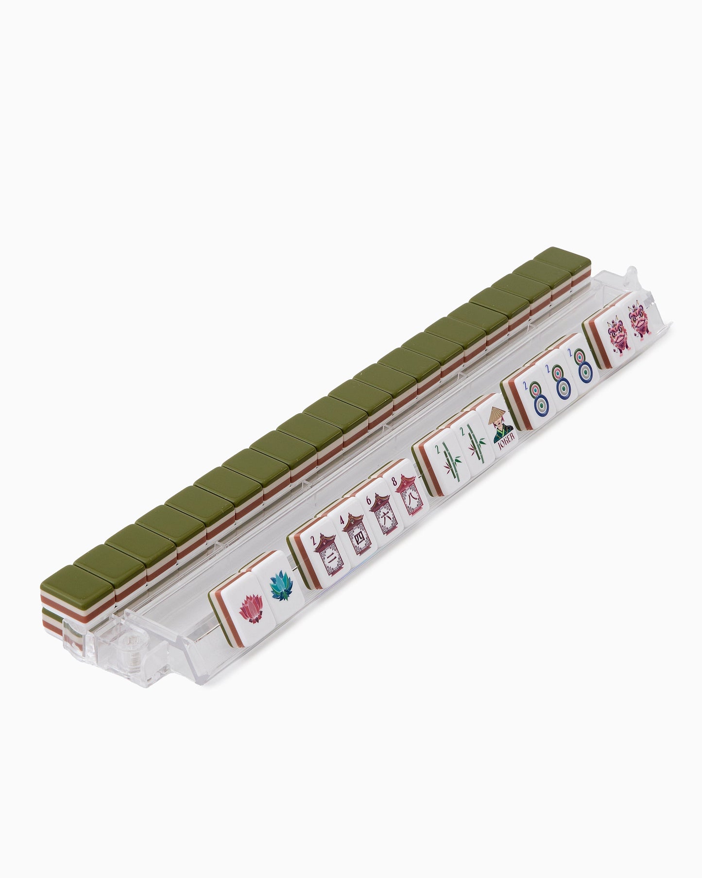 American Mahjong Tile Set Olive Green Ivory and Brown Traditional Design for Game Nights 160 Piece Acrylic Set