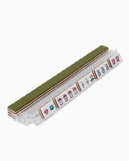 American Mahjong Tile Set Olive Green Ivory and Brown Traditional Design for Game Nights 160 Piece Acrylic Set