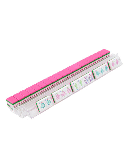 American Mahjong Tile Set Pink and Green Garden Floral Design for Game Nights 160 Piece Acrylic Set