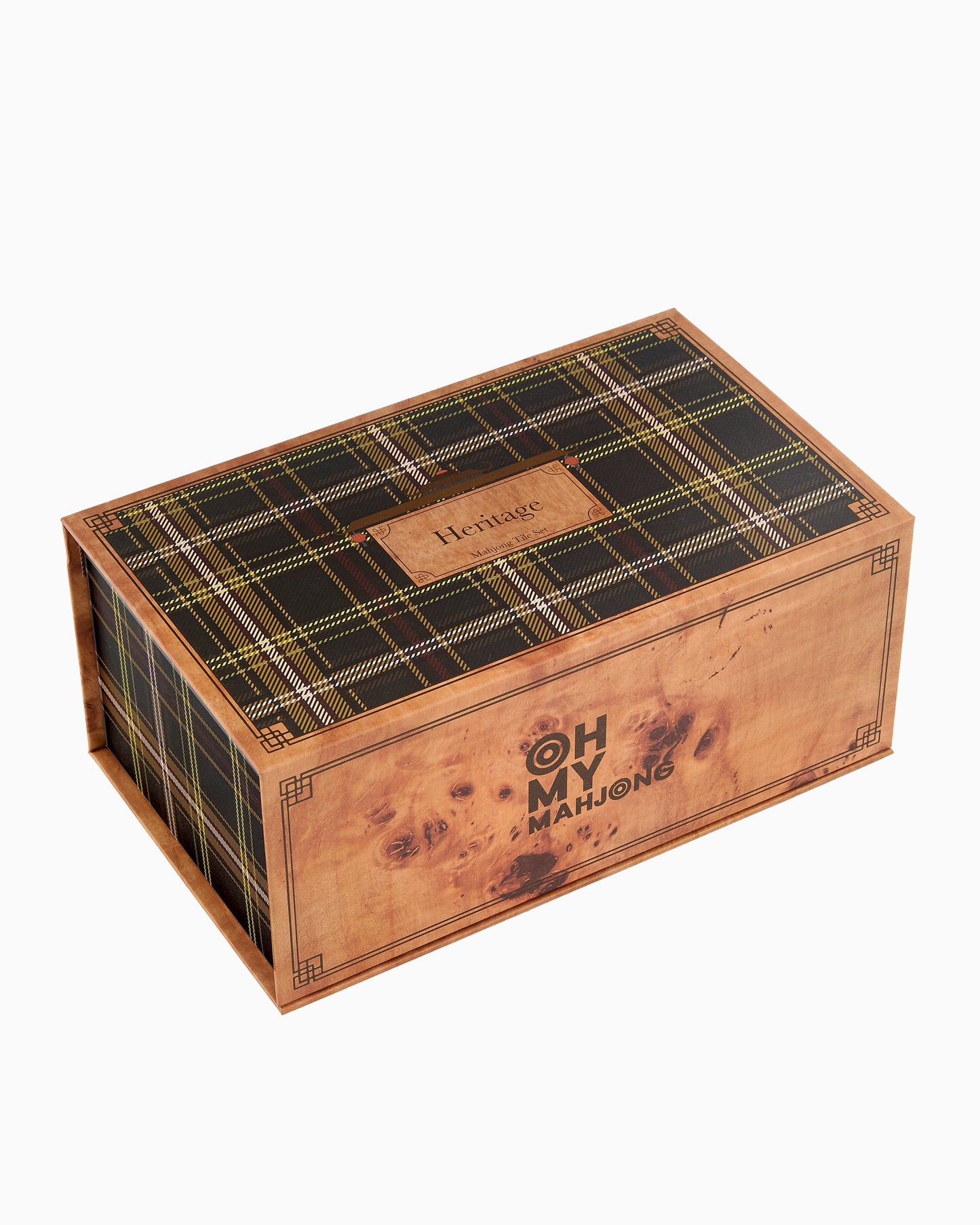 American Mahjong Tile Set Sage and Olive Burl Wood Pattern Design for Game Nights 160 Piece Acrylic Set