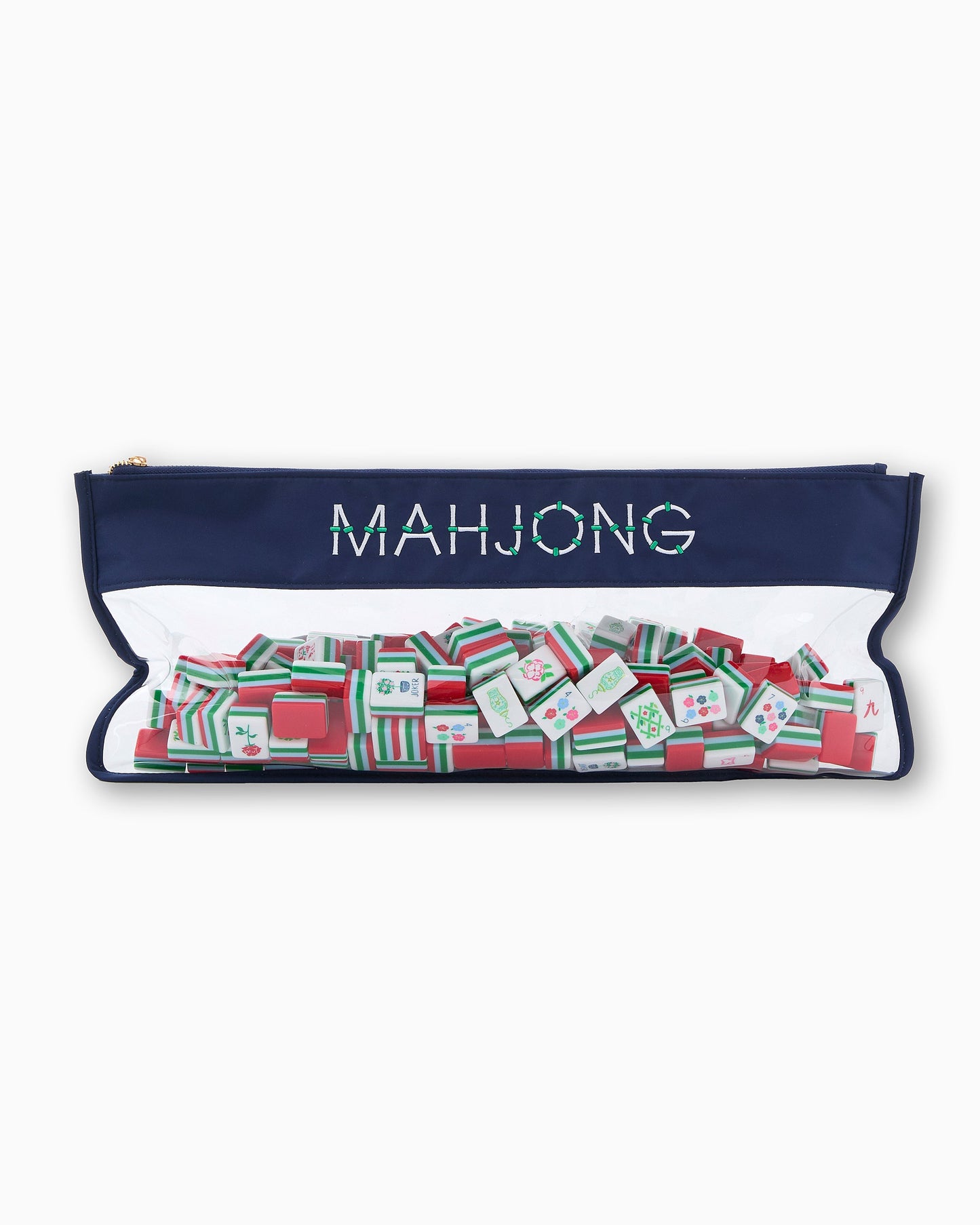 American Mahjong Tile Set Red Green and Blue Coastal Garden Design for Game Nights 160 Piece Acrylic Set