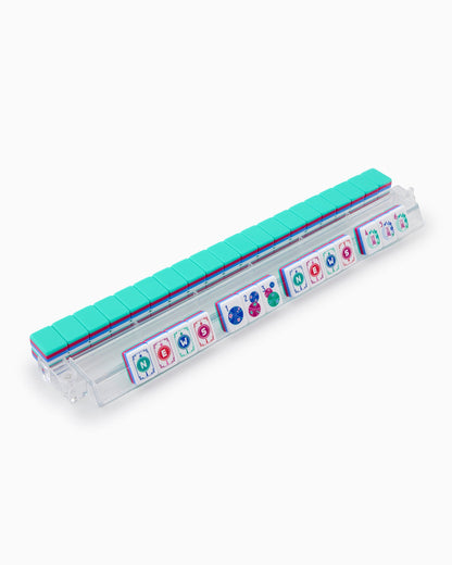 American Mahjong Tile Set Coastal Turquoise Coral and Blue Design for Game Nights 160 Piece Acrylic Set