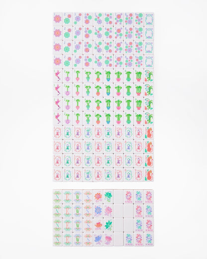 American Mahjong Tile Set Pastel Pearl Inspired Floral Design for Game Nights 160 Piece Acrylic Set