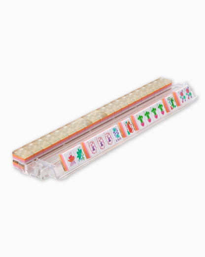 American Mahjong Tile Set Pastel Pearl Inspired Floral Design for Game Nights 160 Piece Acrylic Set