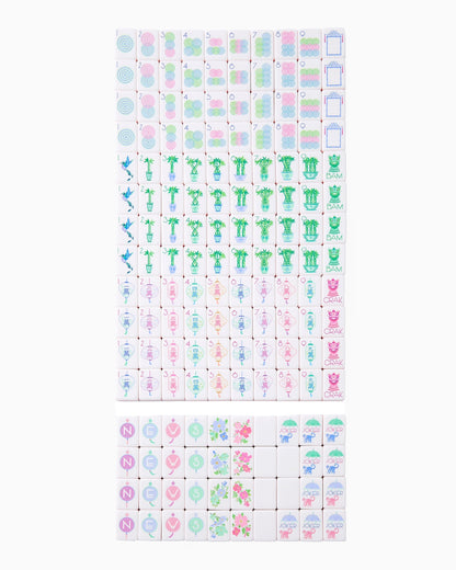 American Mahjong Tile Set Blush Blue and Mint Pastel Gradient Design for Game Nights 160 Piece Acrylic Set