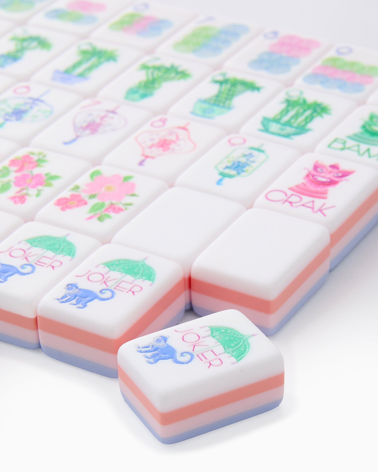 American Mahjong Tile Set Blush Blue and Mint Pastel Gradient Design for Game Nights 160 Piece Acrylic Set