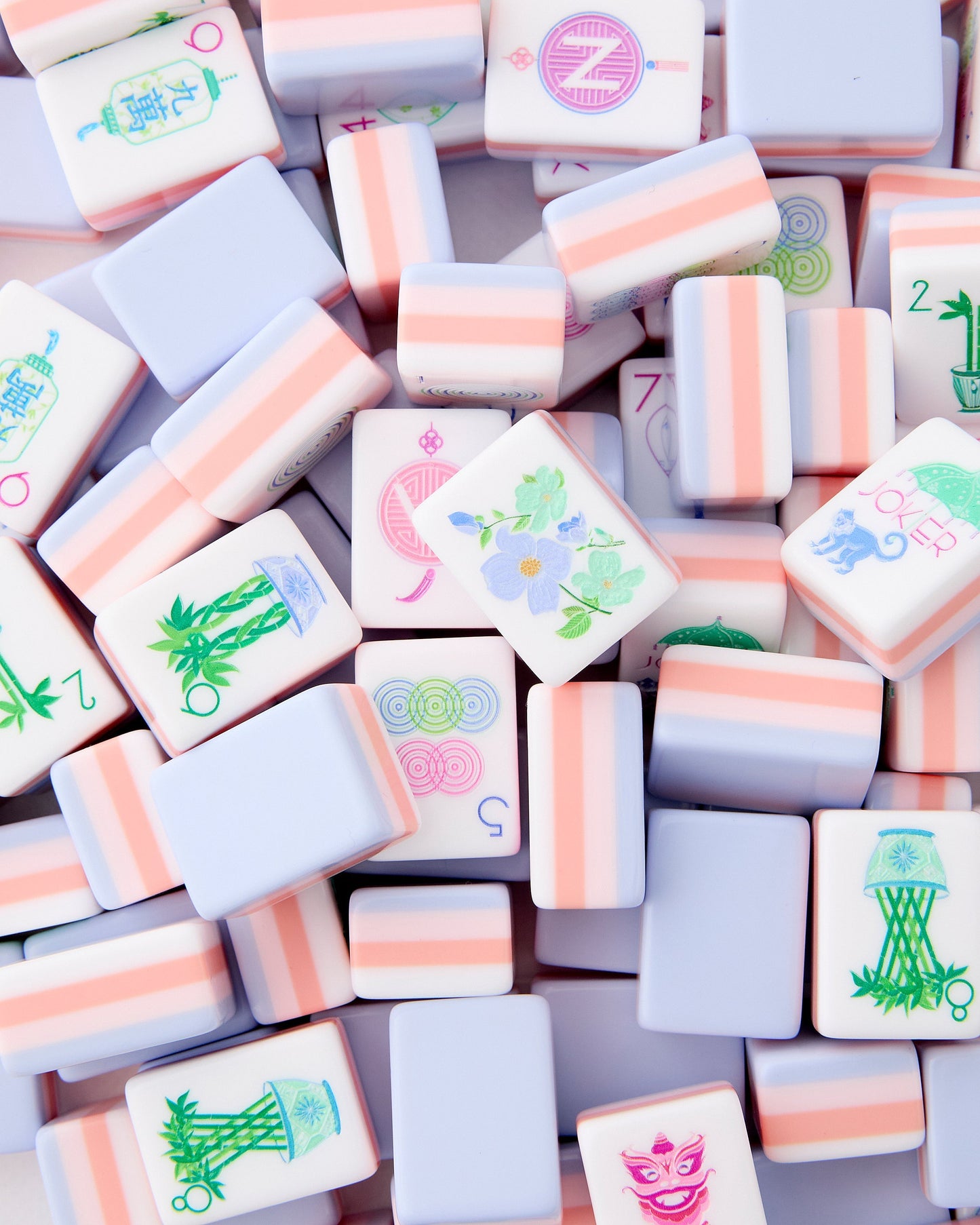 American Mahjong Tile Set Blush Blue and Mint Pastel Gradient Design for Game Nights 160 Piece Acrylic Set